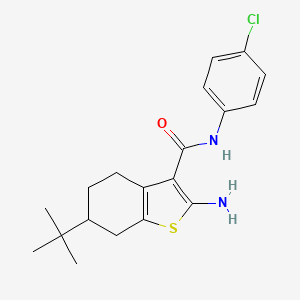 molecular formula C19H23ClN2OS B2381998 2-氨基-6-叔丁基-N-(4-氯苯基)-4,5,6,7-四氢-1-苯并噻吩-3-甲酰胺 CAS No. 679798-35-7