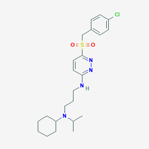 molecular formula C23H33ClN4O2S B2382001 N1-(6-((4-chlorobenzyl)sulfonyl)pyridazin-3-yl)-N3-cyclohexyl-N3-isopropylpropane-1,3-diamine CAS No. 1358553-94-2