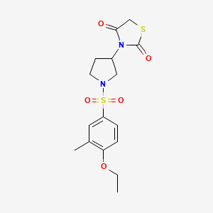 molecular formula C16H20N2O5S2 B2382007 3-(1-((4-Ethoxy-3-methylphenyl)sulfonyl)pyrrolidin-3-yl)thiazolidine-2,4-dione CAS No. 1798513-56-0