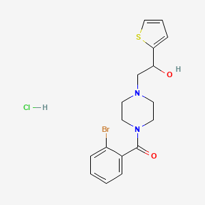 molecular formula C17H20BrClN2O2S B2382008 (2-溴苯基)(4-(2-羟基-2-(噻吩-2-基)乙基)哌嗪-1-基)甲酮盐酸盐 CAS No. 1351657-81-2