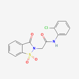 molecular formula C15H11ClN2O4S B2382011 N-(2-chlorophenyl)-2-(1,1-dioxido-3-oxo-1,2-benzothiazol-2(3H)-yl)acetamide CAS No. 354786-13-3