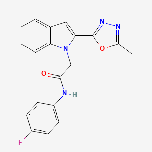N-(4-fluorophenyl)-2-(2-(5-methyl-1,3,4-oxadiazol-2-yl)-1H-indol-1-yl)acetamide