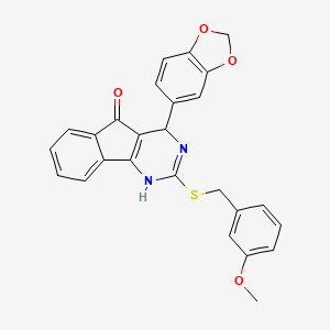 4-(1,3-benzodioxol-5-yl)-2-[(3-methoxybenzyl)sulfanyl]-1,4-dihydro-5H-indeno[1,2-d]pyrimidin-5-one