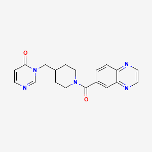 molecular formula C19H19N5O2 B2382042 3-{[1-(Quinoxaline-6-carbonyl)piperidin-4-yl]methyl}-3,4-dihydropyrimidin-4-one CAS No. 2194846-16-5