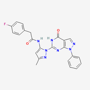 2-(4-fluorophenyl)-N-(3-methyl-1-(4-oxo-1-phenyl-4,5-dihydro-1H-pyrazolo[3,4-d]pyrimidin-6-yl)-1H-pyrazol-5-yl)acetamide
