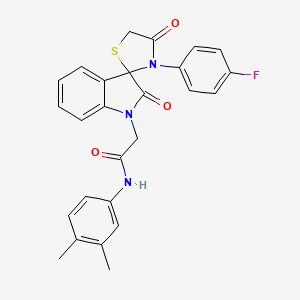 molecular formula C26H22FN3O3S B2382049 N-(3,4-二甲苯基)-2-(3'-(4-氟苯基)-2,4'-二氧代螺[吲哚啉-3,2'-噻唑烷]-1-基)乙酰胺 CAS No. 894553-03-8