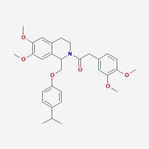 molecular formula C31H37NO6 B2382053 2-(3,4-dimethoxyphenyl)-1-(1-((4-isopropylphenoxy)methyl)-6,7-dimethoxy-3,4-dihydroisoquinolin-2(1H)-yl)ethanone CAS No. 449765-26-8