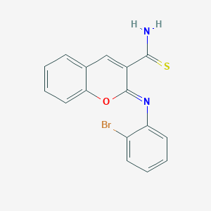 molecular formula C16H11BrN2OS B2382061 2-(2-Bromophenyl)iminochromene-3-carbothioamide CAS No. 2415642-06-5