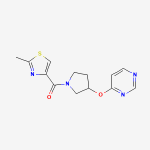 molecular formula C13H14N4O2S B2382070 (2-甲基噻唑-4-基)(3-(嘧啶-4-氧基)吡咯啉-1-基)甲酮 CAS No. 2034296-89-2