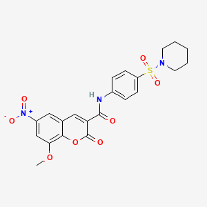 8-methoxy-6-nitro-2-oxo-N-(4-(piperidin-1-ylsulfonyl)phenyl)-2H-chromene-3-carboxamide