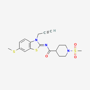 (E)-1-(methylsulfonyl)-N-(6-(methylthio)-3-(prop-2-yn-1-yl)benzo[d]thiazol-2(3H)-ylidene)piperidine-4-carboxamide