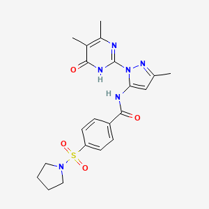 N-(1-(4,5-dimethyl-6-oxo-1,6-dihydropyrimidin-2-yl)-3-methyl-1H-pyrazol-5-yl)-4-(pyrrolidin-1-ylsulfonyl)benzamide