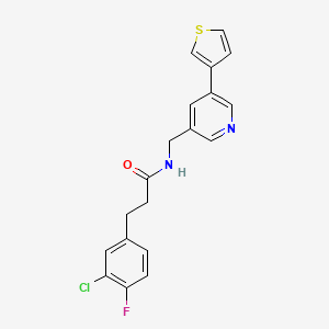 3-(3-chloro-4-fluorophenyl)-N-((5-(thiophen-3-yl)pyridin-3-yl)methyl)propanamide