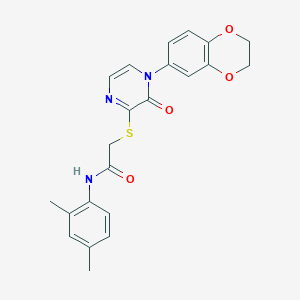 2-((4-(2,3-dihydrobenzo[b][1,4]dioxin-6-yl)-3-oxo-3,4-dihydropyrazin-2-yl)thio)-N-(2,4-dimethylphenyl)acetamide