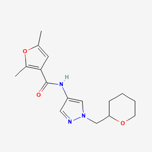 2,5-dimethyl-N-(1-((tetrahydro-2H-pyran-2-yl)methyl)-1H-pyrazol-4-yl)furan-3-carboxamide