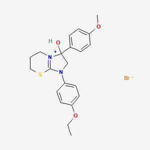 1-(4-ethoxyphenyl)-3-hydroxy-3-(4-methoxyphenyl)-3,5,6,7-tetrahydro-2H-imidazo[2,1-b][1,3]thiazin-1-ium bromide