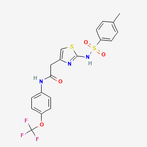 molecular formula C19H16F3N3O4S2 B2382137 2-(2-(4-甲基苯磺酰胺)噻唑-4-基)-N-(4-(三氟甲氧基)苯基)乙酰胺 CAS No. 921927-03-9