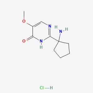 molecular formula C10H16ClN3O2 B2382139 2-(1-氨基环戊基)-5-甲氧基-1H-嘧啶-6-酮；盐酸盐 CAS No. 2137570-78-4