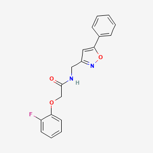 molecular formula C18H15FN2O3 B2382155 2-(2-fluorophenoxy)-N-((5-phenylisoxazol-3-yl)methyl)acetamide CAS No. 946262-29-9