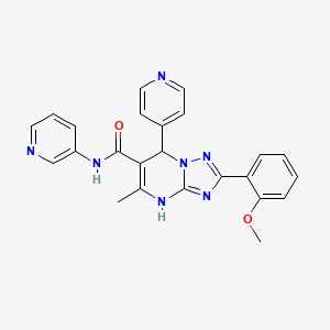 molecular formula C24H21N7O2 B2382158 2-(2-methoxyphenyl)-5-methyl-N-(pyridin-3-yl)-7-(pyridin-4-yl)-4,7-dihydro-[1,2,4]triazolo[1,5-a]pyrimidine-6-carboxamide CAS No. 539798-31-7