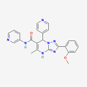 molecular formula C24H21N7O2 B2382158 2-(2-甲氧基苯基)-5-甲基-N-(吡啶-3-基)-7-(吡啶-4-基)-4,7-二氢-[1,2,4]三唑并[1,5-a]嘧啶-6-甲酰胺 CAS No. 539798-31-7