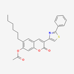 molecular formula C26H25NO4S B2382166 [6-hexyl-2-oxo-3-(2-phenyl-1,3-thiazol-4-yl)chromen-7-yl] Acetate CAS No. 313397-56-7