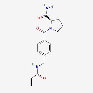 molecular formula C16H19N3O3 B2382187 (2R)-1-[4-[(Prop-2-enoylamino)methyl]benzoyl]pyrrolidine-2-carboxamide CAS No. 2361585-48-8