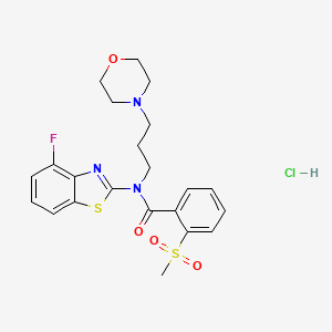 molecular formula C22H25ClFN3O4S2 B2382195 盐酸 N-(4-氟苯并[d]噻唑-2-基)-2-(甲基磺酰基)-N-(3-吗啉丙基)苯甲酰胺 CAS No. 1216740-53-2