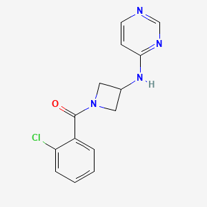 molecular formula C14H13ClN4O B2382198 N-[1-(2-氯苯甲酰)氮杂环丁-3-基]嘧啶-4-胺 CAS No. 2097896-30-3