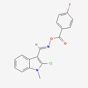 molecular formula C17H12ClFN2O2 B2382200 2-氯-3-({[(4-氟苯甲酰)氧基]亚氨基}甲基)-1-甲基-1H-吲哚 CAS No. 477887-50-6