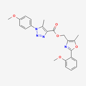 molecular formula C23H22N4O5 B2382203 (2-(2-甲氧基苯基)-5-甲基恶唑-4-基)甲基 1-(4-甲氧基苯基)-5-甲基-1H-1,2,3-三唑-4-羧酸酯 CAS No. 946372-22-1