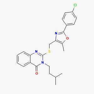 2-(((2-(4-chlorophenyl)-5-methyloxazol-4-yl)methyl)thio)-3-isopentylquinazolin-4(3H)-one