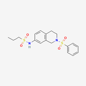 molecular formula C18H22N2O4S2 B2382225 N-(2-(苯磺酰基)-1,2,3,4-四氢异喹啉-7-基)丙烷-1-磺酰胺 CAS No. 954701-07-6