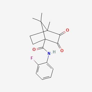 N-(2-fluorophenyl)-4,7,7-trimethyl-2,3-dioxobicyclo[2.2.1]heptane-1-carboxamide