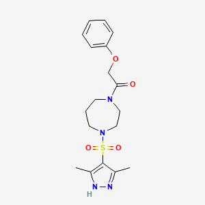 molecular formula C18H24N4O4S B2382237 1-[4-[(3,5-Dimethyl-1H-pyrazol-4-yl)sulfonyl]-1,4-diazepan-1-yl]-2-phenoxyethanone CAS No. 2034200-90-1