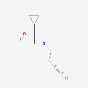 molecular formula C10H15NO B2382242 1-丁-3-炔基-3-环丙基氮杂环丁烷-3-醇 CAS No. 1466790-99-7