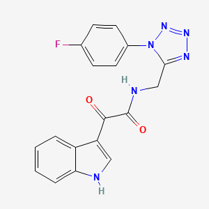 molecular formula C18H13FN6O2 B2382244 N-((1-(4-fluorophenyl)-1H-tetrazol-5-yl)methyl)-2-(1H-indol-3-yl)-2-oxoacetamide CAS No. 897623-73-3