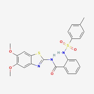 molecular formula C23H21N3O5S2 B2382251 N-(5,6-dimethoxybenzo[d]thiazol-2-yl)-2-(4-methylphenylsulfonamido)benzamide CAS No. 895441-04-0