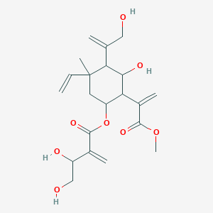 molecular formula C21H30O8 B2382254 5-乙烯基-3-羟基-4-(3-羟基丙-1-烯-2-基)-2-(3-甲氧基-3-氧代丙-1-烯-2-基)-5-甲基环己基] 3,4-二羟基-2-亚甲基丁二酸酯 CAS No. 189458-61-5