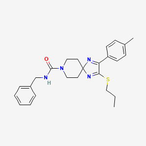 molecular formula C25H30N4OS B2382255 N-benzyl-2-(4-methylphenyl)-3-(propylthio)-1,4,8-triazaspiro[4.5]deca-1,3-diene-8-carboxamide CAS No. 1286631-54-6