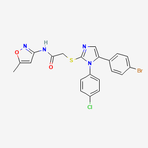 molecular formula C21H16BrClN4O2S B2382262 2-((5-(4-bromophenyl)-1-(4-chlorophenyl)-1H-imidazol-2-yl)thio)-N-(5-methylisoxazol-3-yl)acetamide CAS No. 1226443-77-1