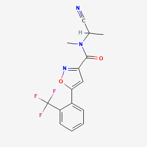 molecular formula C15H12F3N3O2 B2382264 N-(1-Cyanoethyl)-N-methyl-5-[2-(trifluoromethyl)phenyl]-1,2-oxazole-3-carboxamide CAS No. 2109492-13-7