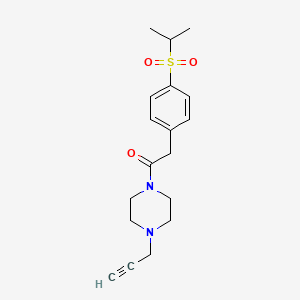 molecular formula C18H24N2O3S B2382267 2-(4-Propan-2-ylsulfonylphenyl)-1-(4-prop-2-ynylpiperazin-1-yl)ethanone CAS No. 1607289-74-6