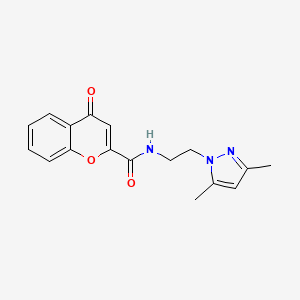 molecular formula C17H17N3O3 B2382275 N-(2-(3,5-dimethyl-1H-pyrazol-1-yl)ethyl)-4-oxo-4H-chromene-2-carboxamide CAS No. 1226444-39-8