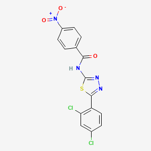molecular formula C15H8Cl2N4O3S B2382293 N-[5-(2,4-二氯苯基)-1,3,4-噻二唑-2-基]-4-硝基苯甲酰胺 CAS No. 391226-88-3