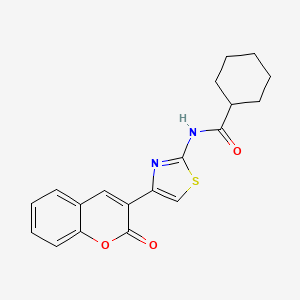 molecular formula C19H18N2O3S B2382296 N-(4-(2-oxo-2H-chromen-3-yl)thiazol-2-yl)cyclohexanecarboxamide CAS No. 329903-08-4