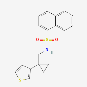 molecular formula C18H17NO2S2 B2382297 N-[(1-Thiophen-3-ylcyclopropyl)methyl]naphthalene-1-sulfonamide CAS No. 2415631-58-0