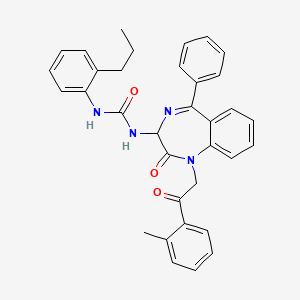 molecular formula C34H32N4O3 B2382298 1-(1-(2-(2-methylphenyl)-2-oxoethyl)-2-oxo-5-phenyl-2,3-dihydro-1H-1,4-diazepin-3-yl)-3-(2-n-propylphenyl)urea CAS No. 1796900-12-3
