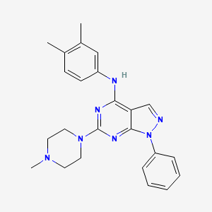 molecular formula C24H27N7 B2382299 N-(3,4-dimethylphenyl)-6-(4-methylpiperazin-1-yl)-1-phenyl-1H-pyrazolo[3,4-d]pyrimidin-4-amine CAS No. 946288-17-1