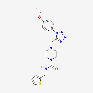 molecular formula C20H25N7O2S B2382311 4-((1-(4-ethoxyphenyl)-1H-tetrazol-5-yl)methyl)-N-(thiophen-2-ylmethyl)piperazine-1-carboxamide CAS No. 1049367-54-5